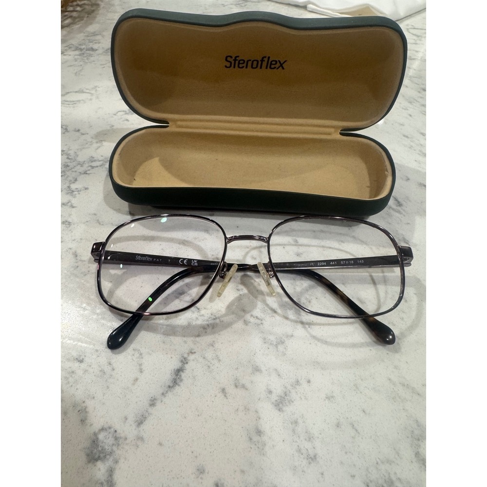 Sferoflex 2294 441 Metal Eyeglass Frames Rectangle 57-18-145 with Case
